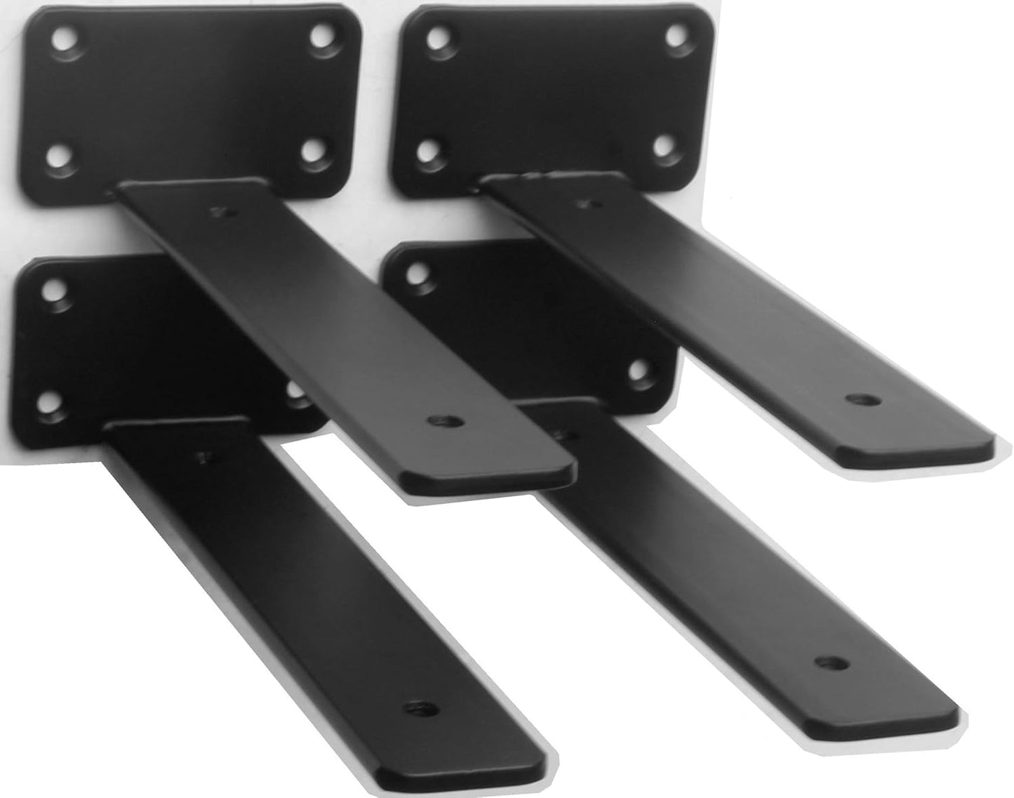 10-Inch Black Iron Floating Shelf Brackets - 12 Pack Rustic Industrial Support