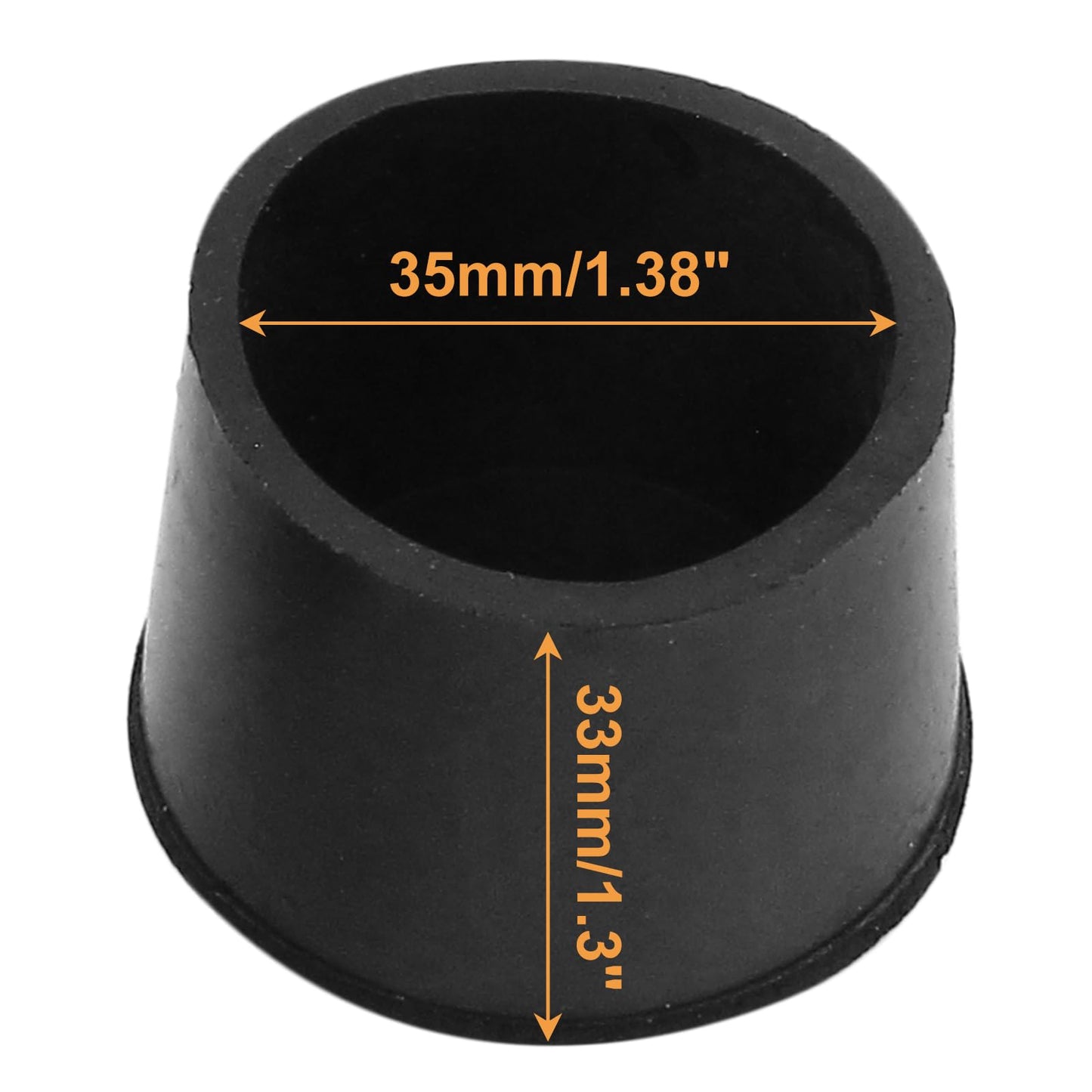 Piutouyar Round PVC Rubber Furniture Covers, 35mm / 1-3/8 Inches Table Chair Leg Tip Protectors, Non-Slip End Cap for Protect Surfaces, Black (16Pcs)