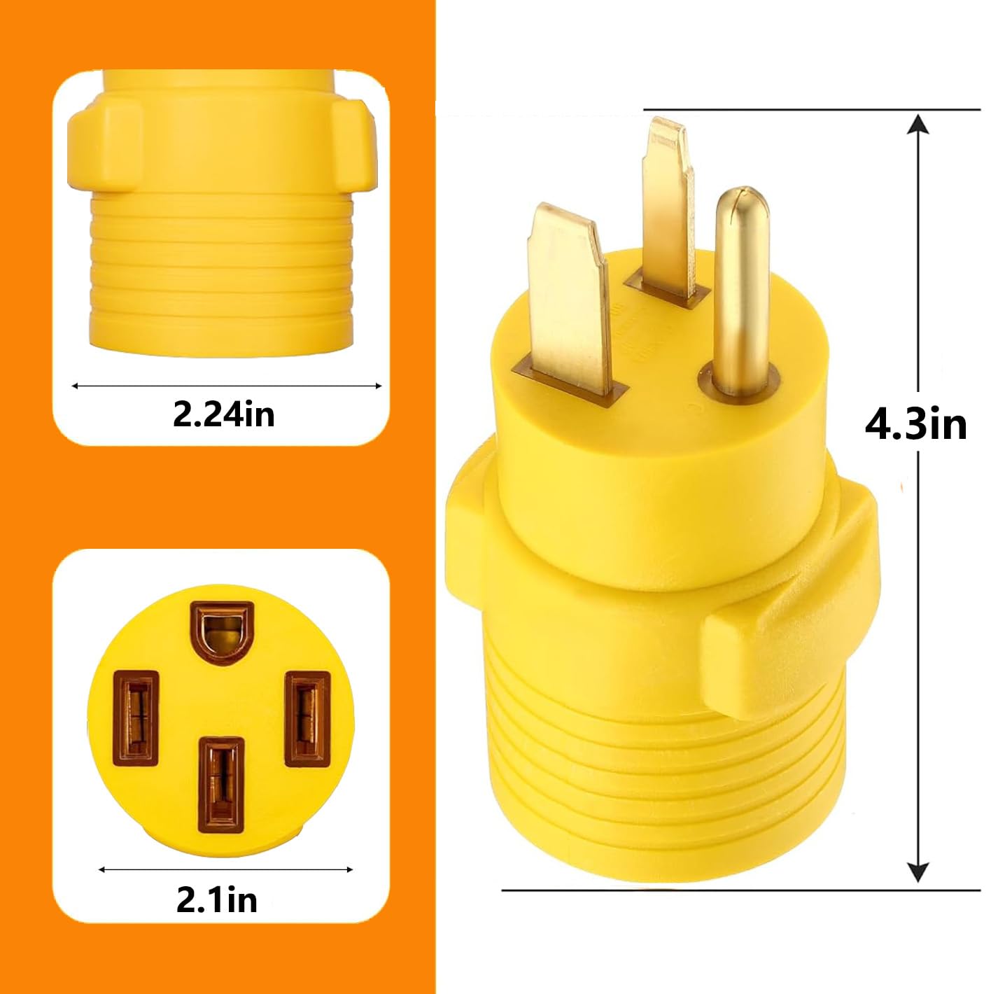 EV Charger Adapter NEMA 6-50P to 14-50R forTesla Adapter Cord, 240V 50 Amp 3 Prong Welder Plug to 4 Prong EV Charging Connector, Welder Welding Dryer EV Charger Power Cord Adapter