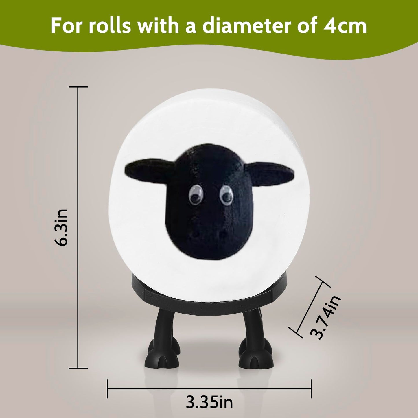 Sheep Toilet Roll Holder: Tissue Paper Roll Storage Stand - 3D Printed Black Sheep Loo Roll Holder - Toilet Paper Holder Bathroom Set for Bathroom Shelf Housewarming Gift Bathroom Decor (3 Pcs)