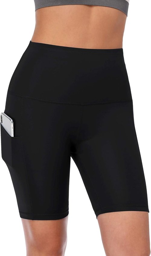 CADMUS Women's High Waist Yoga Shorts - Spandex for Bike & Running with Two Side Pockets