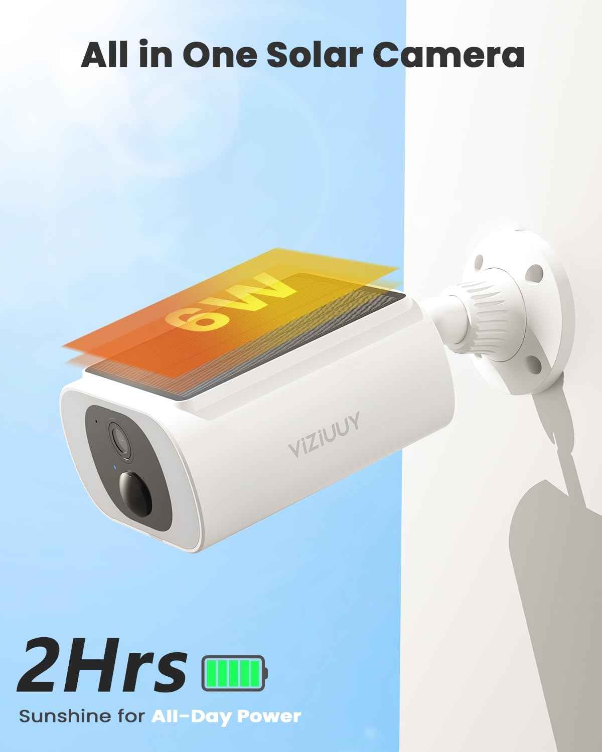 2-Pack Solar Wireless Security Cameras - 2K WiFi Surveillance with Night Vision & 2-Way Audio