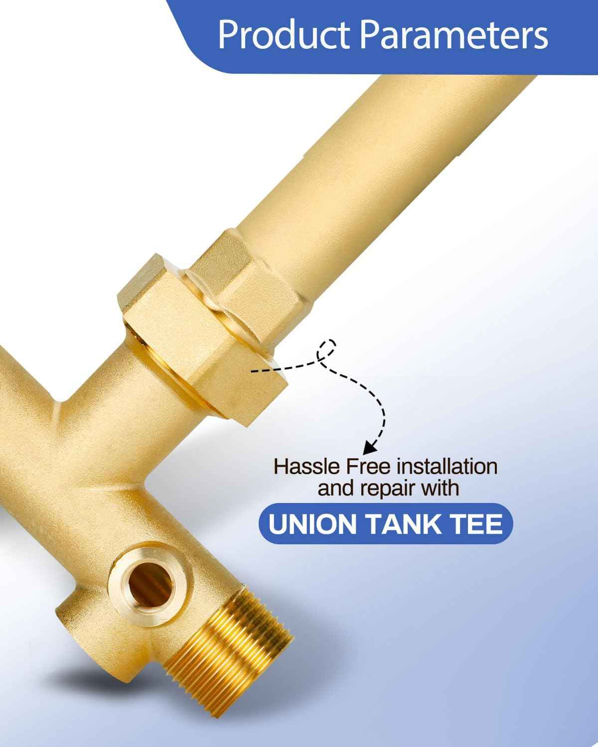 Well Pressure Tank Tee Kit with Union & 40-60 PSI Switch - Upgraded 1” x 11” for Tanks Up to 16” Diameter