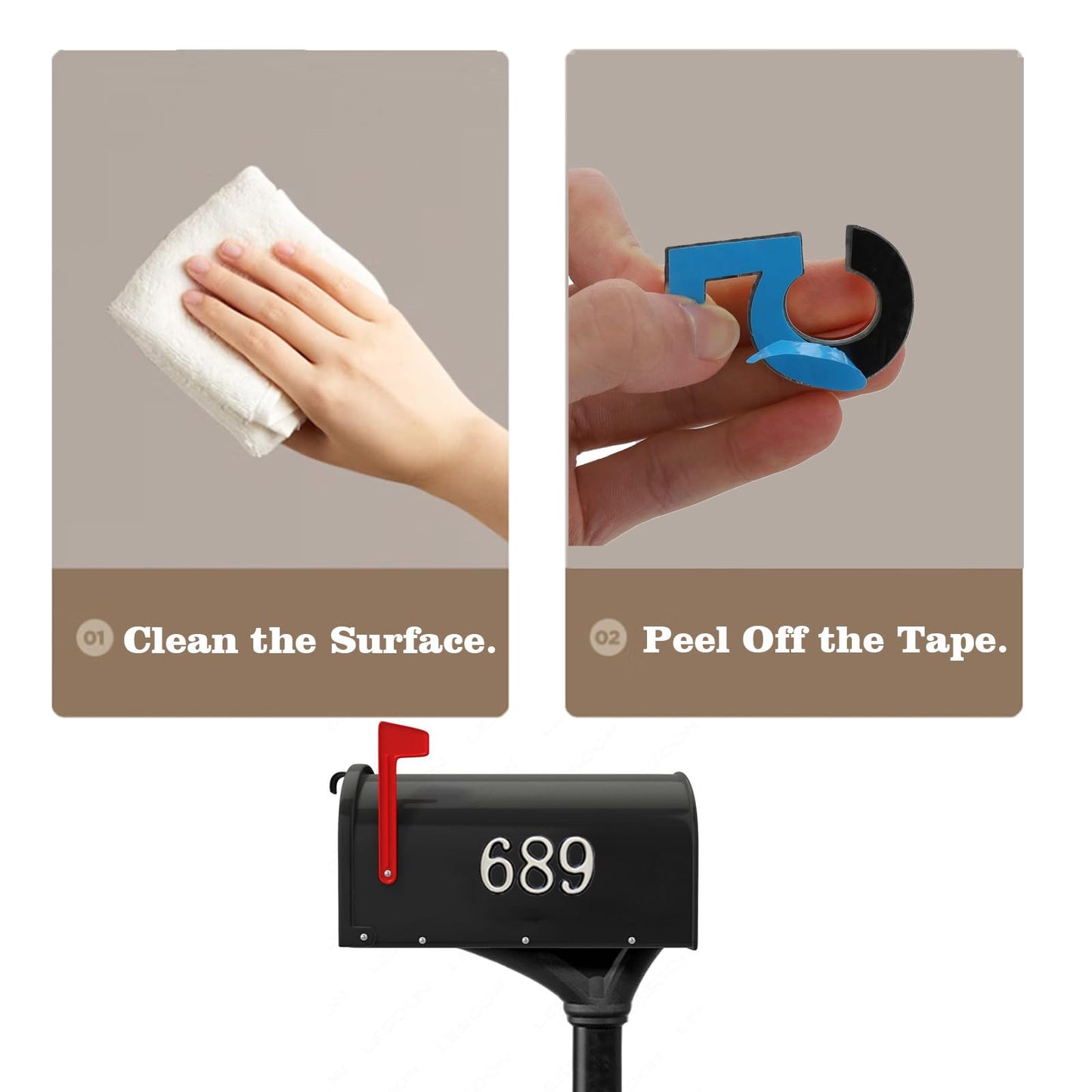 Mailbox Numbers for Outside, MONNCHA House Numbers for Mailbox 3D Self Adhesive mailbox Numbers 2 Inch Door Address Numbers Stickers for Mailbox, Apartment, House, Trash Bins - Silver