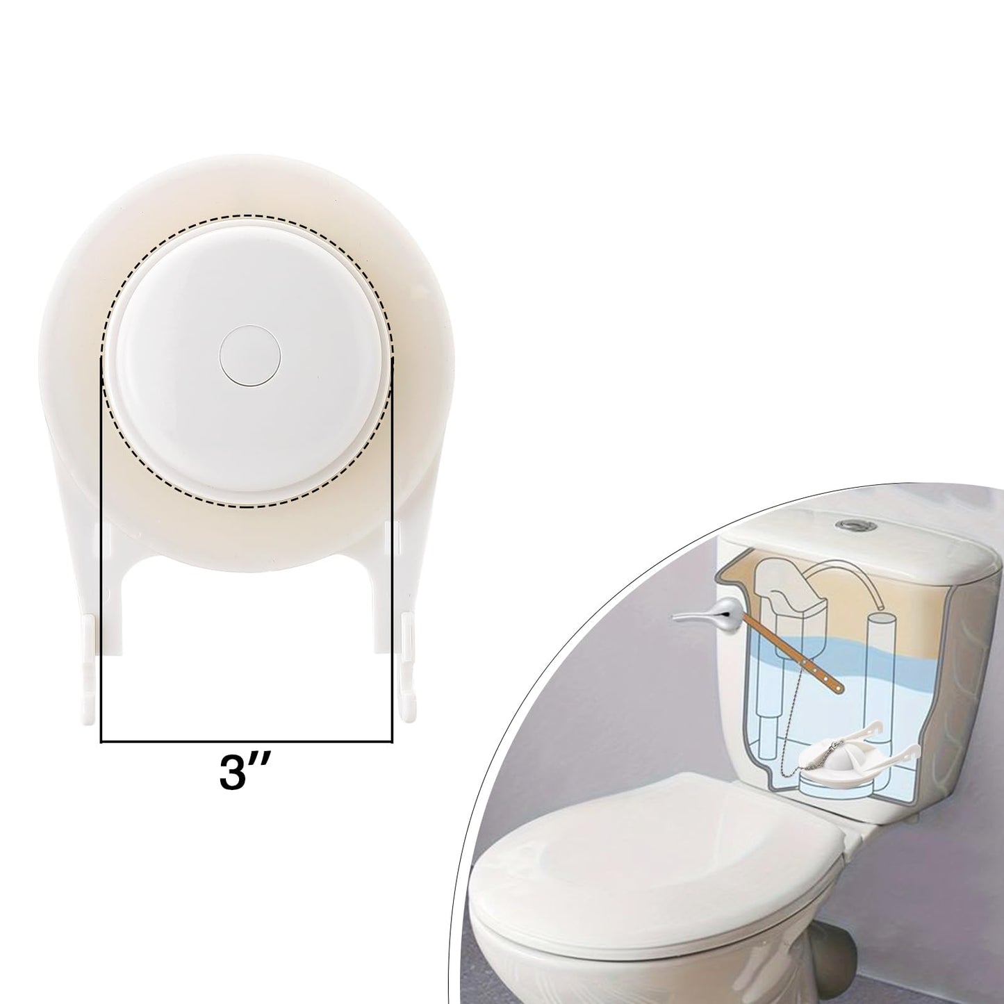 for American Standard 738920-0070A 3 Inch Toilet Flapper with Strong Seal,Iron Chain Included,Ideal for 3 Inch Toilet Flapper Replacement,White,1-Pack