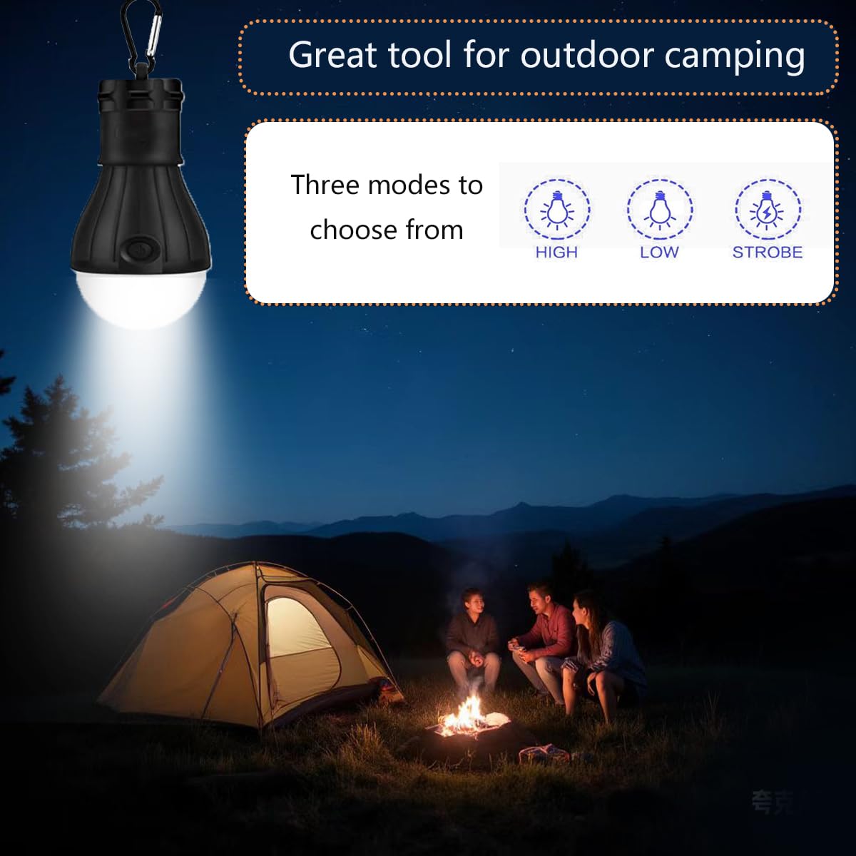 Camping Light with Carabiner, 4 Pieces Camping Lights, LED Tent Light with Carabiner for Camping, Adventure, Emergency, Waterproof Camping Light