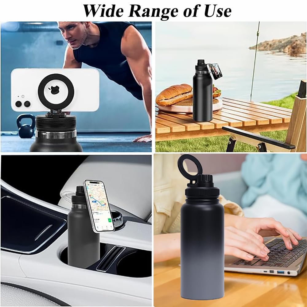 Leakproof Magnetic Cup Lid Replacement, Universal Spout Cap & Cover with Magnetic Bracket, Fit for Most Kids & Adult Water Bottles and Travel Tumblers
