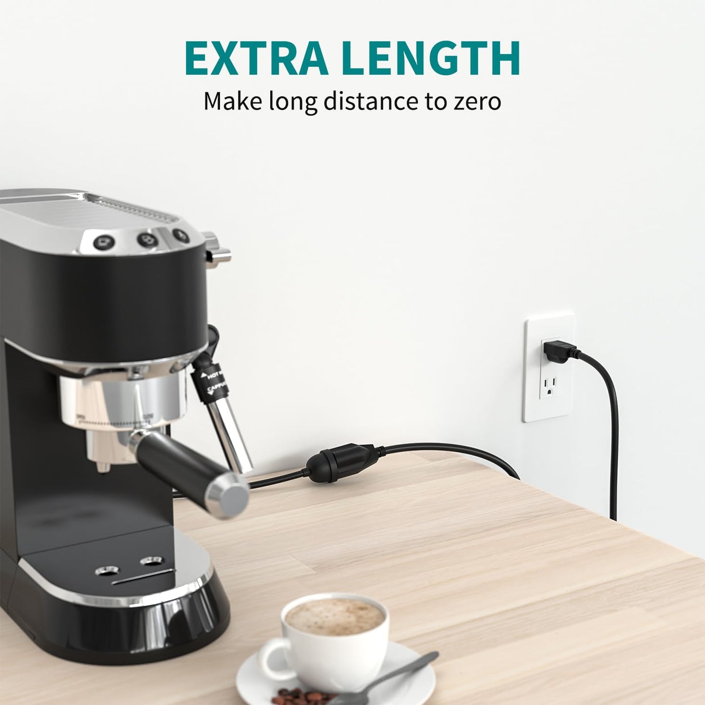 FIRMERST 1875W Heavy Duty Extension Cord 6 Feet 14 AWG 15A Black