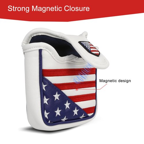 GonaFit USA Flag Magnetic Closure Golf Mallet Putter Head Cover for Taylormade Odyssey Scotty Cameron Ping, Durable and Light-Weighted Mallet Putter Headcover