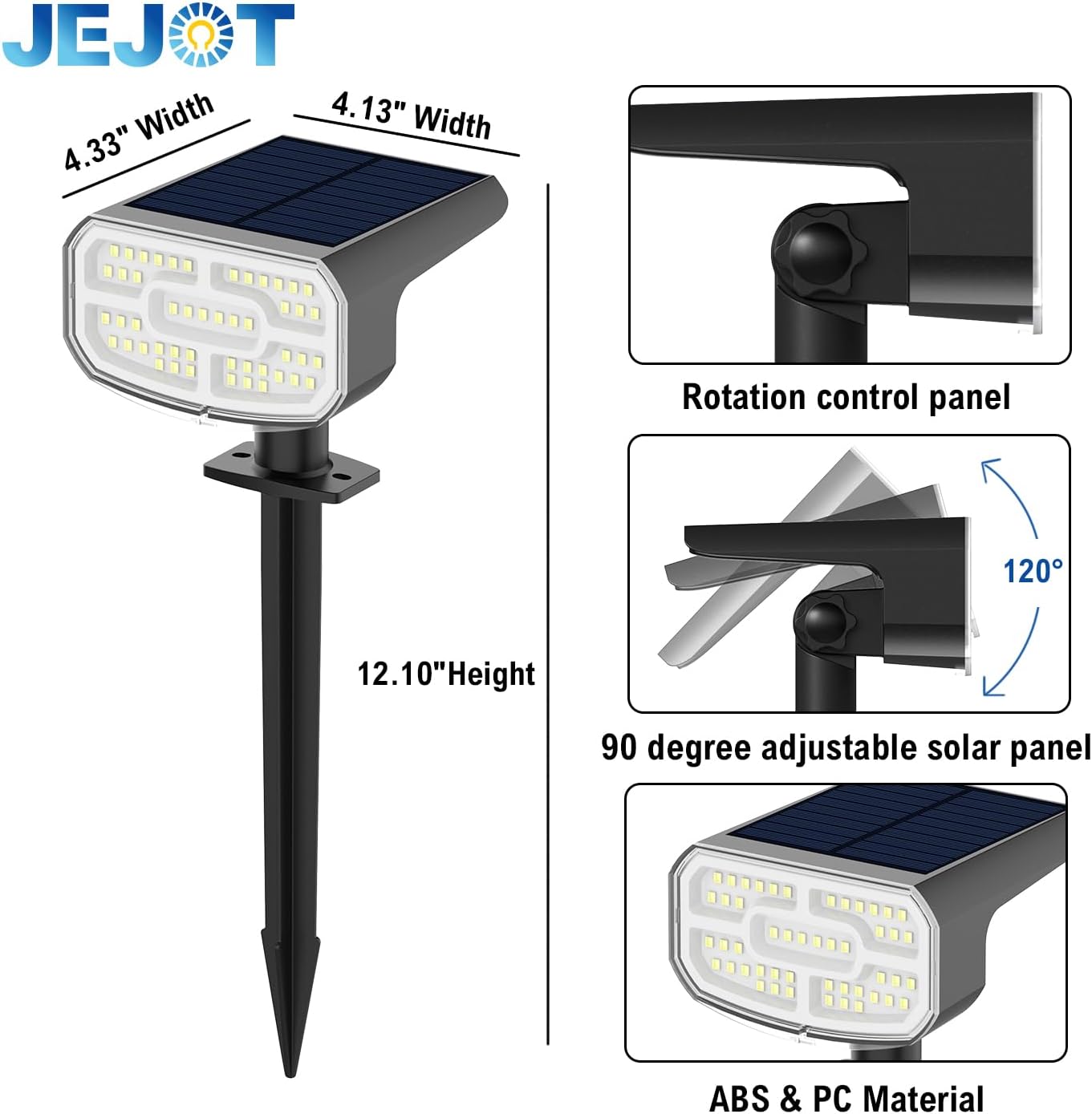 Super Bright Solar Spot Lights - 6 Pack, Waterproof IP65, 2 Color Temperatures, 4 Modes for Outdoor Landscape