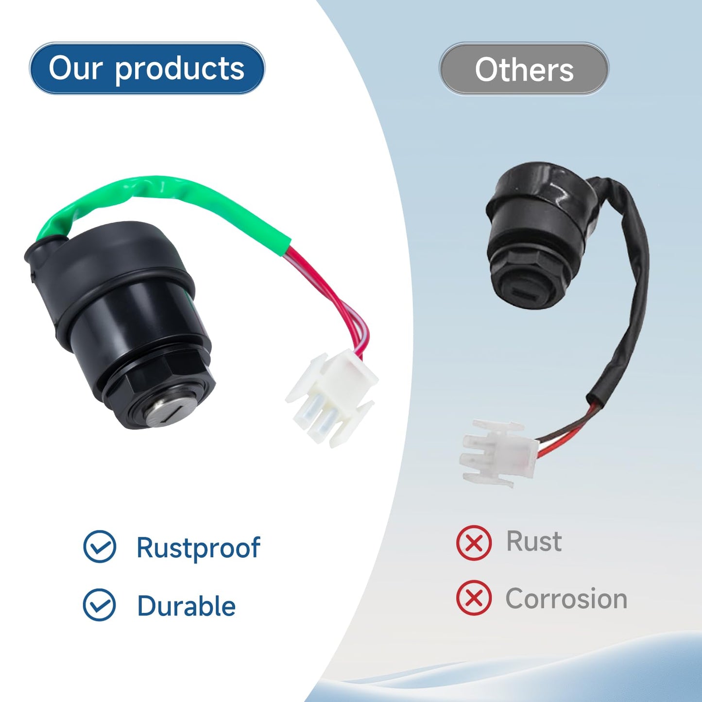 MIXOPOLY 1 Set Ignition Key Switch for Yamaha Golf Cart Gas Electric G11 G16 G19 G20 G21 G22 1996-2004 with Keys Replace OEM JN8-82510-09 JN8-82510-02-00 JN88251009