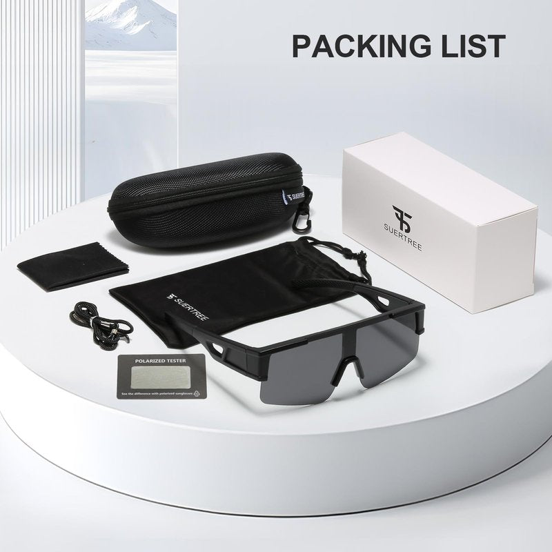 Suertree Polarized Fit Over Glasses Sunglasses Men Women Sports Goggle UV Protection Wrap Around TR90 Fishing Driving Climbing Mountain Bike Riding MTB Bicycle Running Cycling Pickleball Golf Baseball