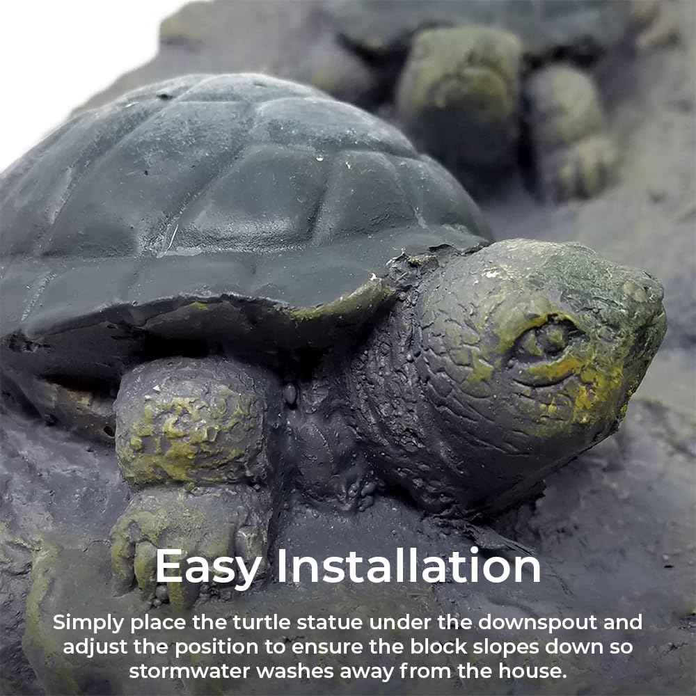 Turtle Downspout Splash Block - Decorative Rain Gutter Diverter for Lawn & Patio