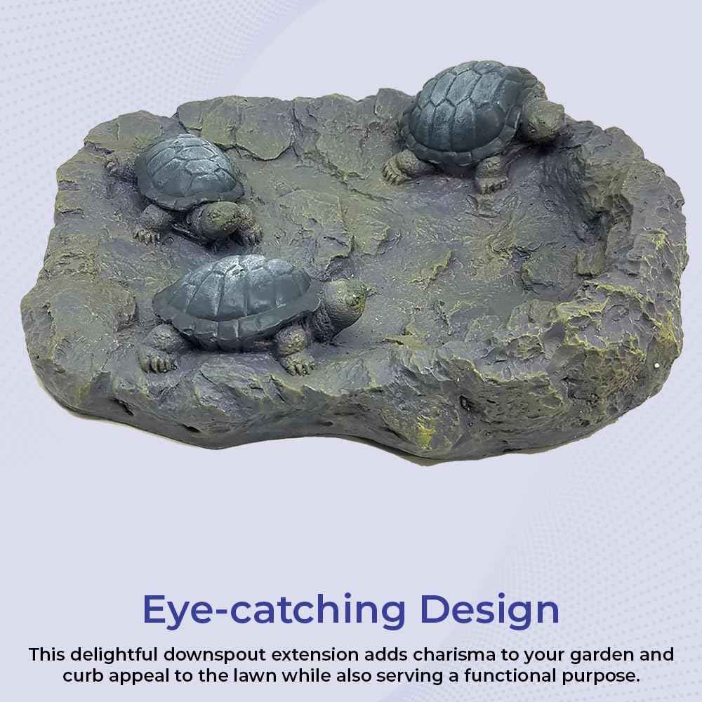 Turtle Downspout Splash Block - Decorative Rain Gutter Diverter for Lawn & Patio