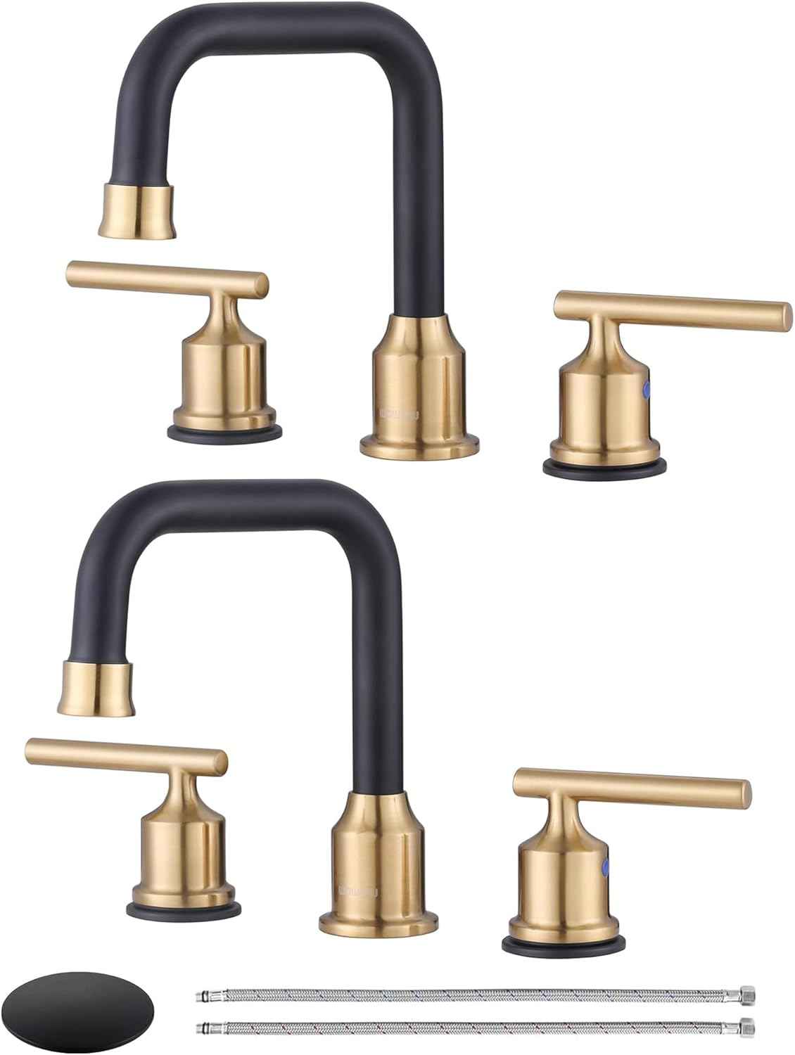 Brushed Nickel 8-Inch Widespread Bathroom Faucet with 360° Swivel Spout - Modern 2 Handle Lavatory Sink Fixture