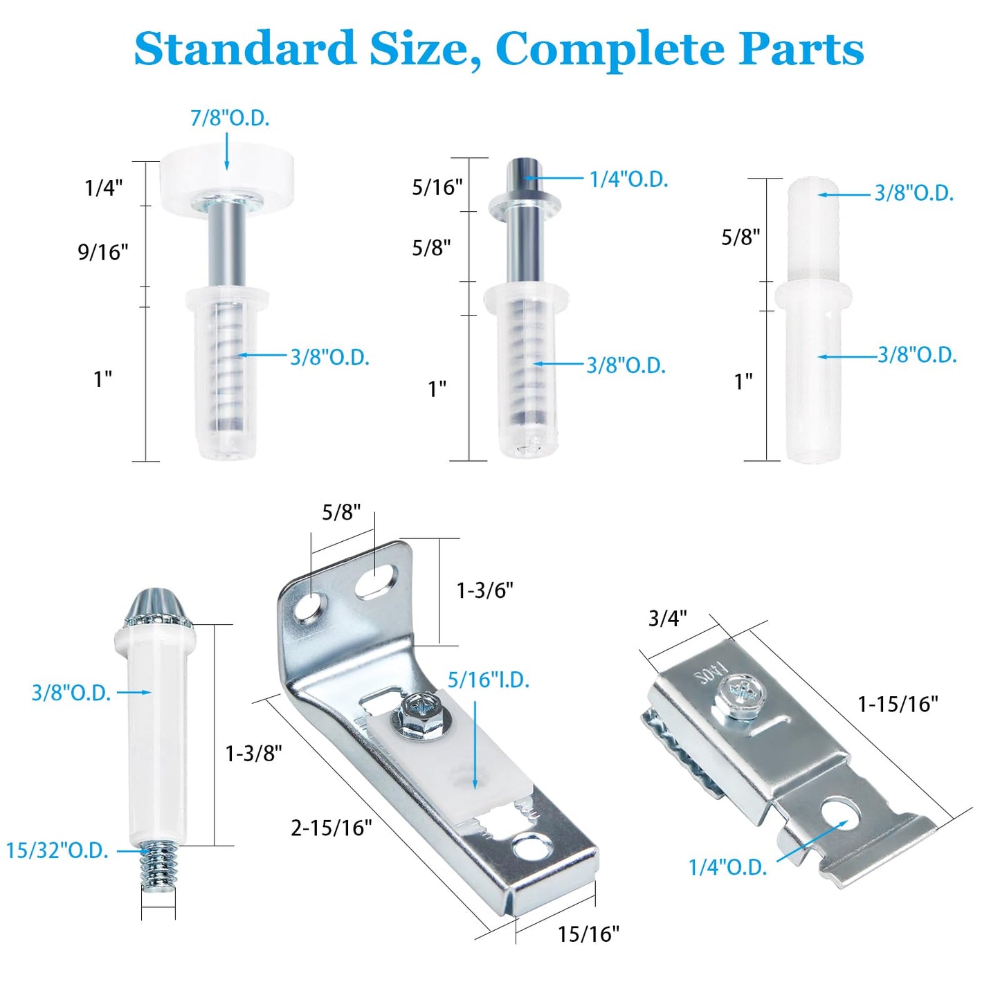 Bifold Door Hardware Repair Kit for 7/8" to 1" Sliding Door Track– 2 Pack Bi-fold Sliding Closet Door Hardware Kit with Top & Bottom Bracket,Guide Wheel,Pivot,for Folding Door Hardware