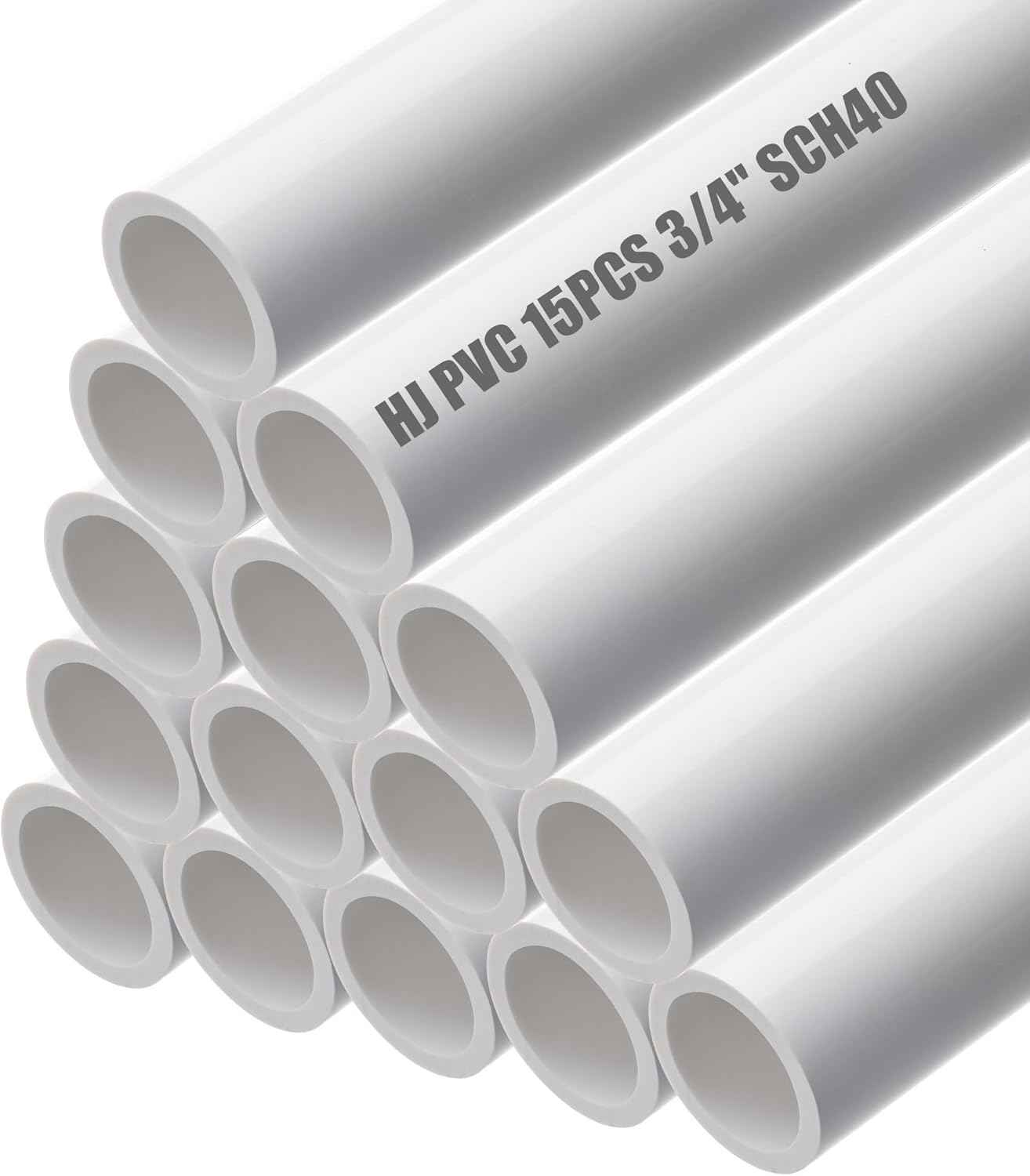 15PCS 3/4" White PVC Sch40 Pipes - 4FT Industrial Grade Durable Tubing