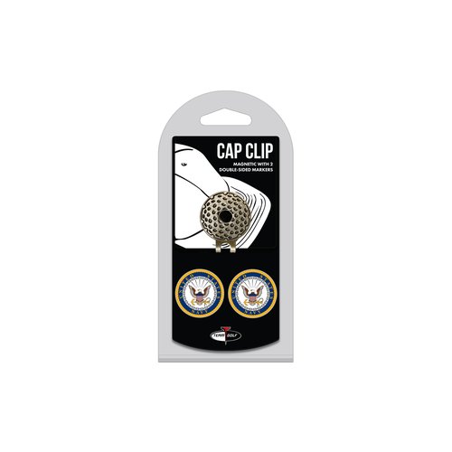 Team Golf Military Navy Cap Clip With 2 Golf Ball Markers Golf Cap Clip with 2 Removable Double-Sided Enamel Magnetic Ball Markers, Attaches Easily to Hats
