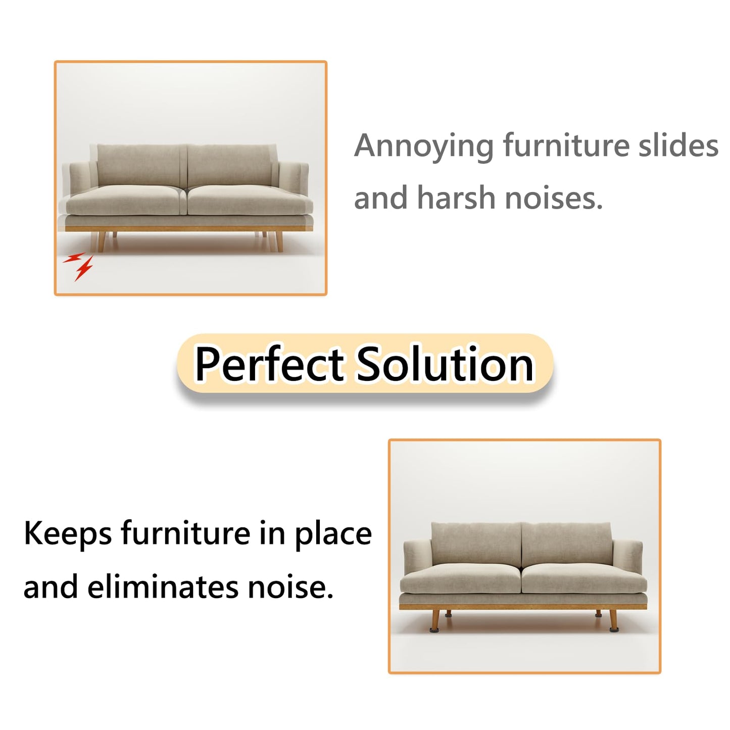 1.5x1.5 Round Rubber Furniture Caster Cups, Anti-Sliding Furniture Pads Bed Stopper Floor Protectors with Grip - Protect Any Flooring