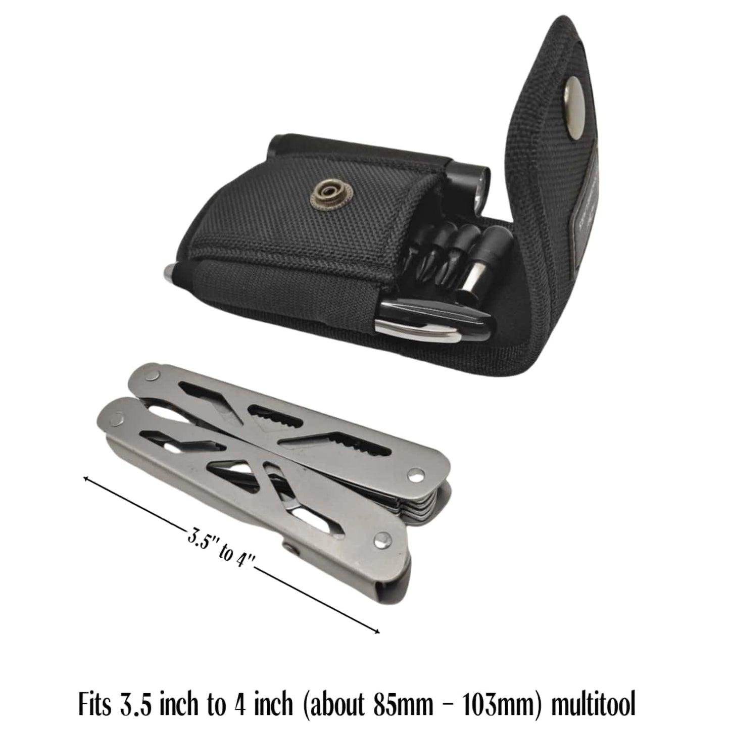 Multitool Snap Sheath Fits Up to 4'' Multitools,Tool Sheath for Leatherman,Gerber,Tool Holster for Belt Horizontally and Vertically Carry(Small Size)