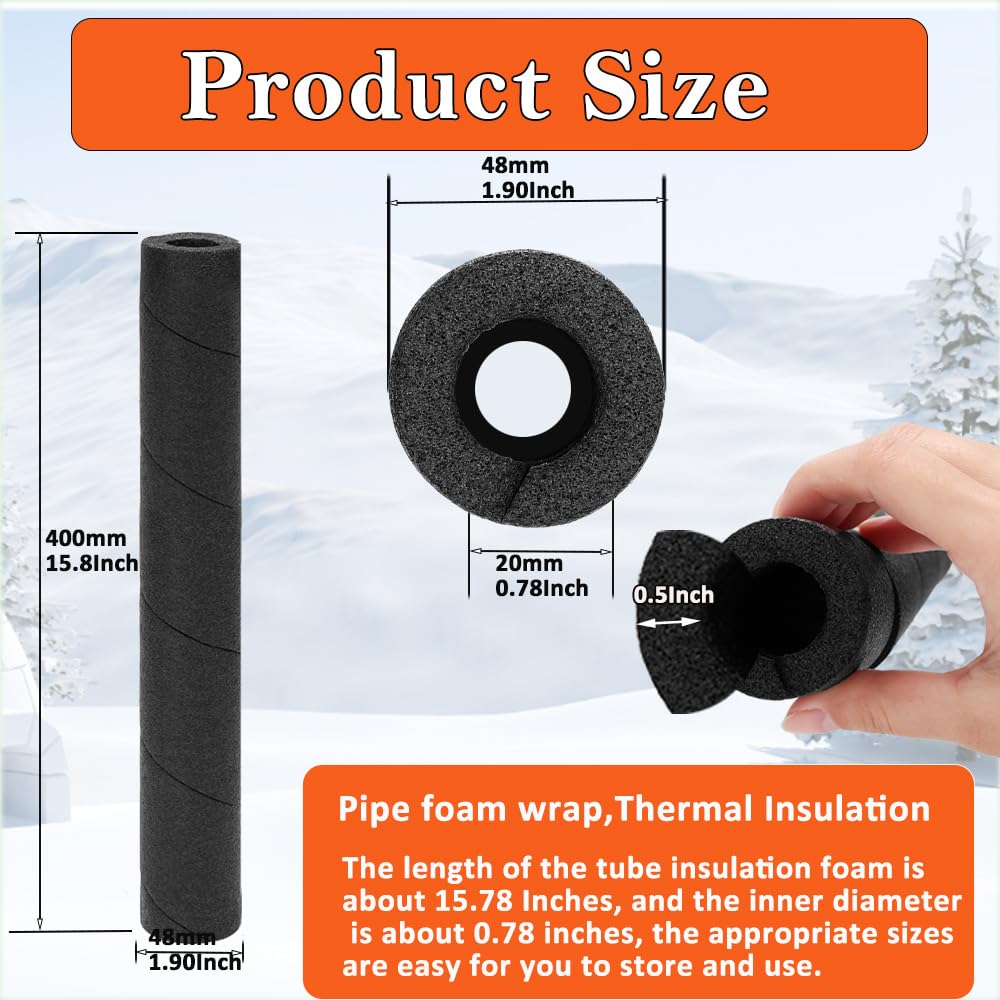 3 Pack Pipe Insulation Foam Tube - 15.8 Inches Black Pipe Covers - Multi-Purpose Soft Foam Tubing for Outdoor Indoor Swimming Pool Handle Water Pipes
