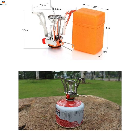 AOTU Portable Camping Stove - Wind-Resistant Backpacking Stove with Piezo Ignition | Stable Support