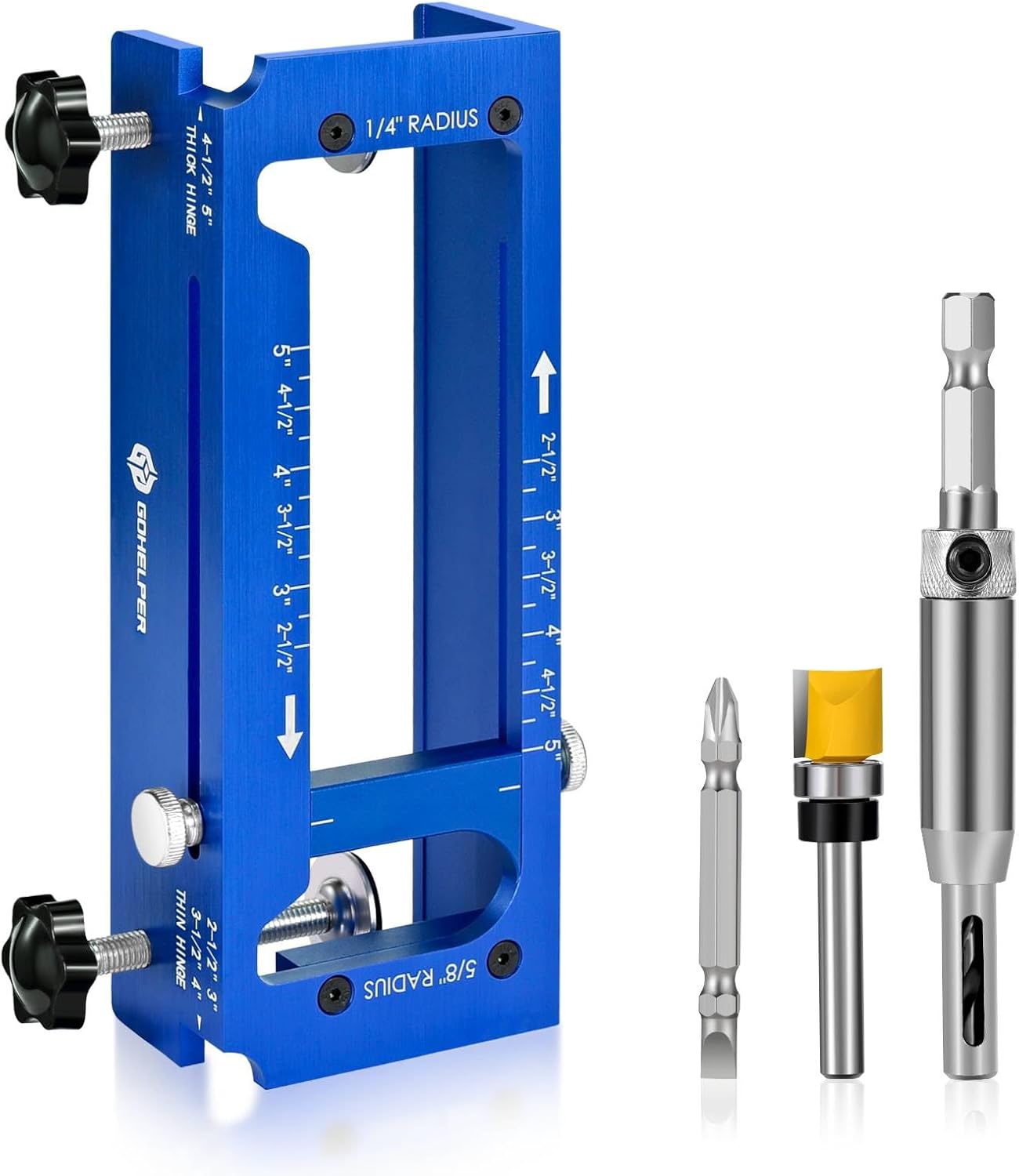 Aluminum Door Hinge Jig Template Kit for Router - Adjustable Mortise Tool for 2.5" to 5" Hinges