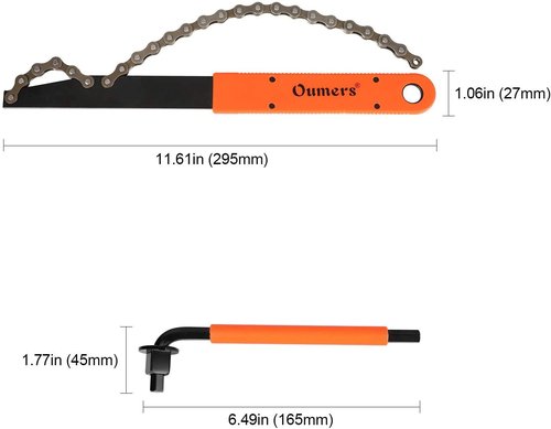 Oumers Bike Cassette Removal Tool with Chain Whip and Auxiliary Wrench Bicycle Sprocket Removal Tools, Bicycle Cassette Lock Ring Extractor Freewheel Remover Wrench Sprocket Remover