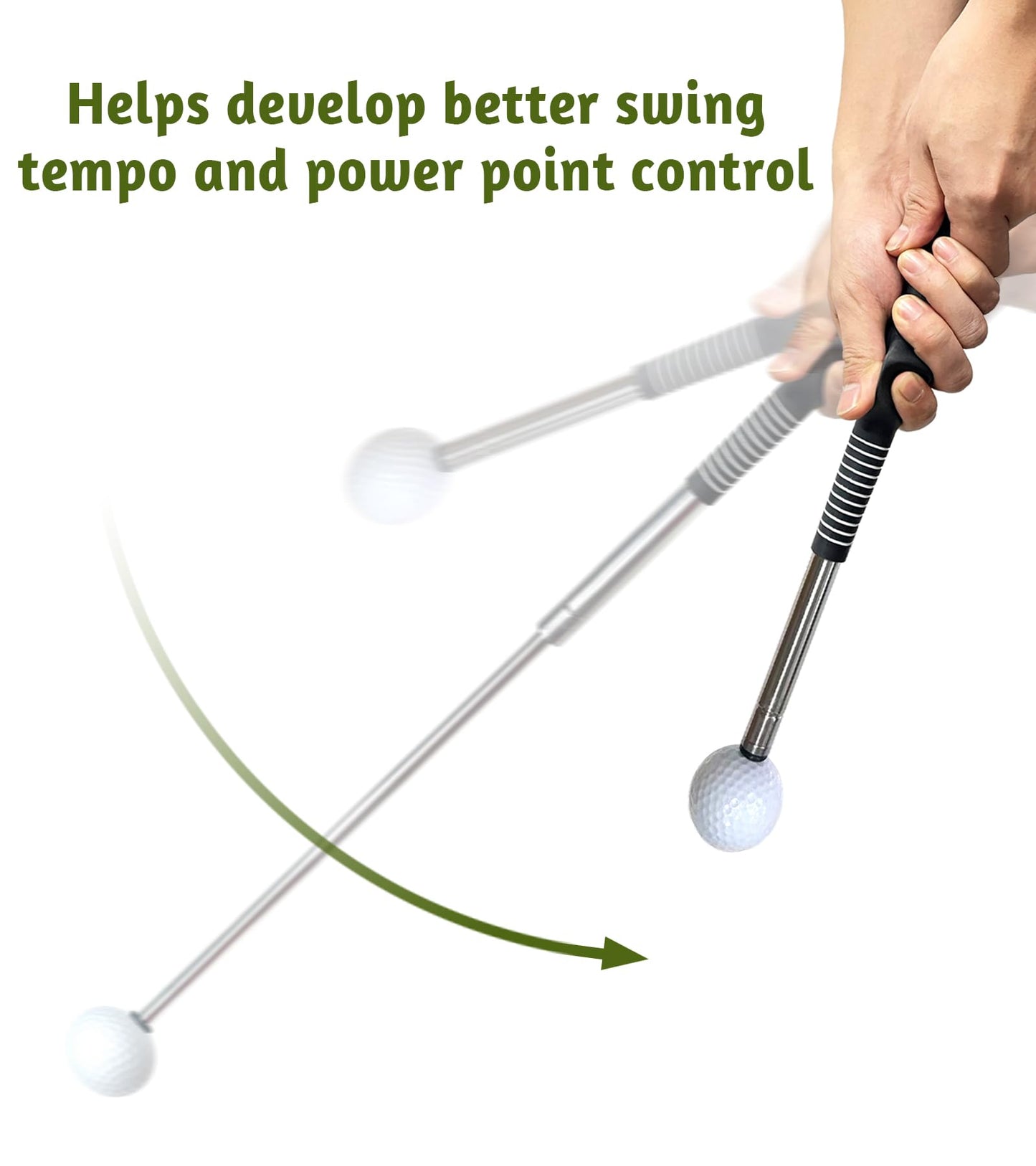 LUCKYOPERA Retractable Golf Swing Training Aid, Golf Grip Trainer with Rhythm Click Sound, Strength and Tempo Trainer for Chipping and Full Swings (Red)