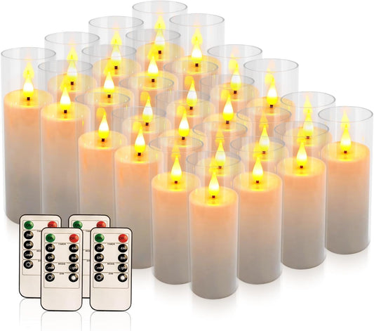 24-Pack Waterproof Flameless LED Candles with Remote & Timer – 4", 5", 6" Sizes for Halloween & Weddings