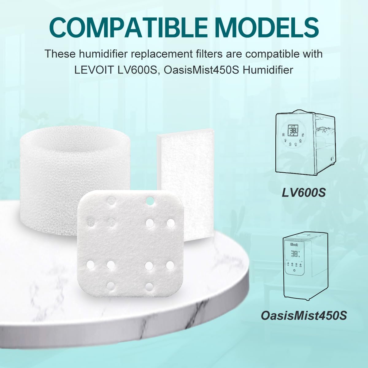 Replacement Filters Compatible with LEVOIT LV600S LV600HH OasisMist450S 12 Pack Absorption Pads + 12 Pack Humidifier Replacement Filters + 12 Pack Aroma Pads
