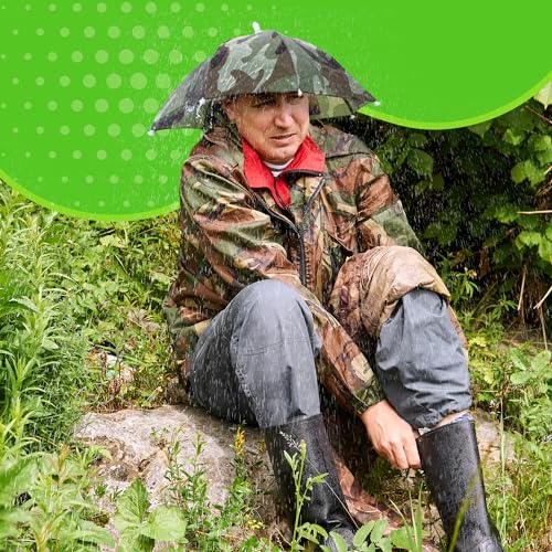 Windy City Novelties 13” Hands-Free Umbrella Hat – Camouflage, Sun & Rain Protection