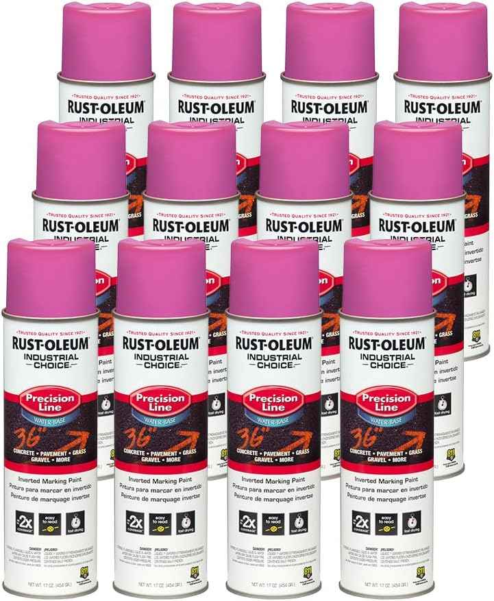 Fluorescent Orange Marking Spray Paint - Rust-Oleum 12 Pack, 17 Oz Inverted Solvent-Based
