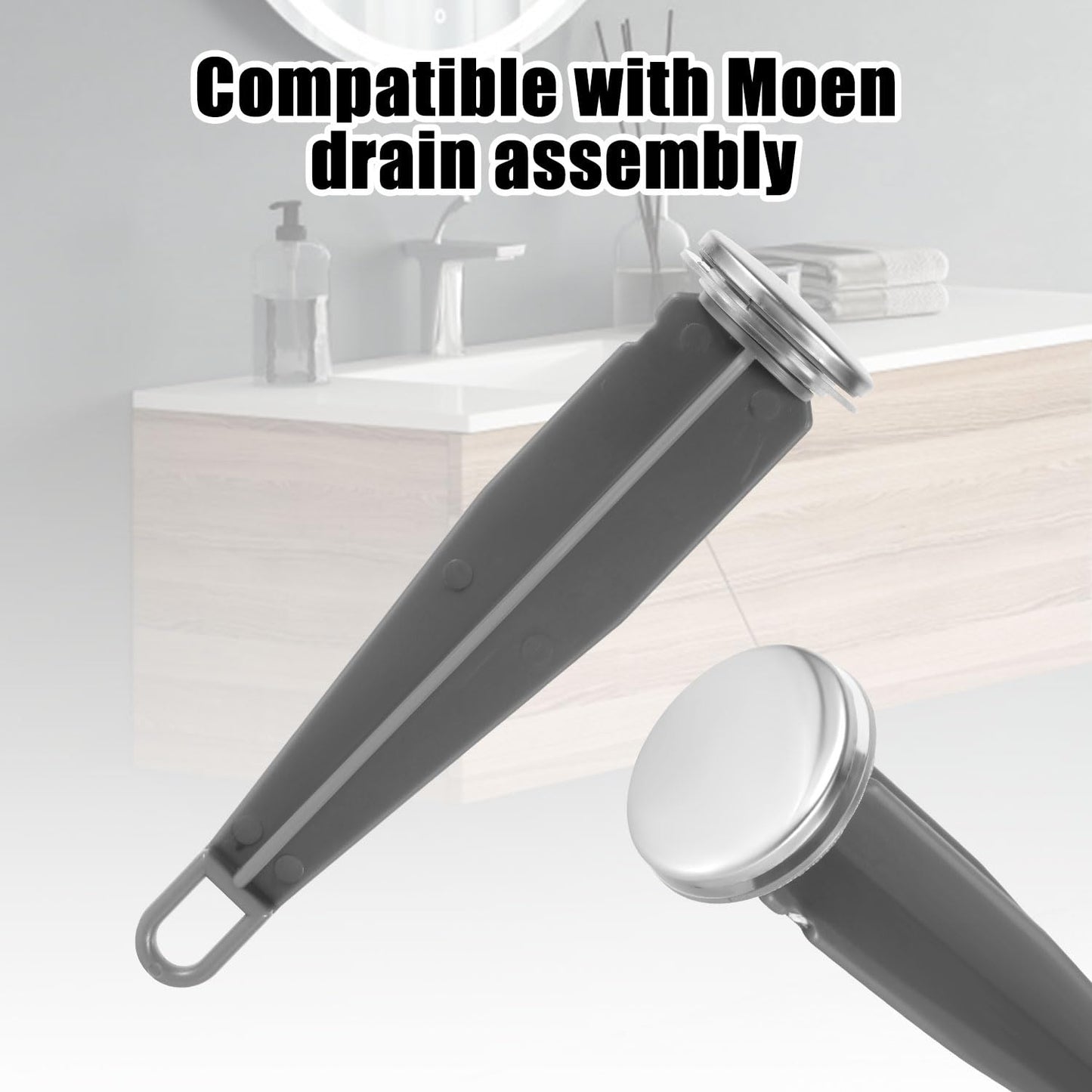 Pivot Rod Bathroom Sink Pop Up Stopper Compatible with 88994 Moen Drain Components Kit, Lavatory Pop Up Center Assembly Parts with Teflon Tape for Price Pfister & Other Popular Brands