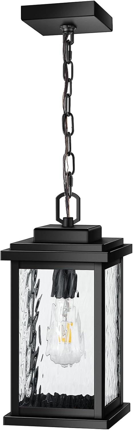 Outdoor Pendant Light - Oil Rubbed Bronze Chandelier for Porch & Patio, Adjustable Chain