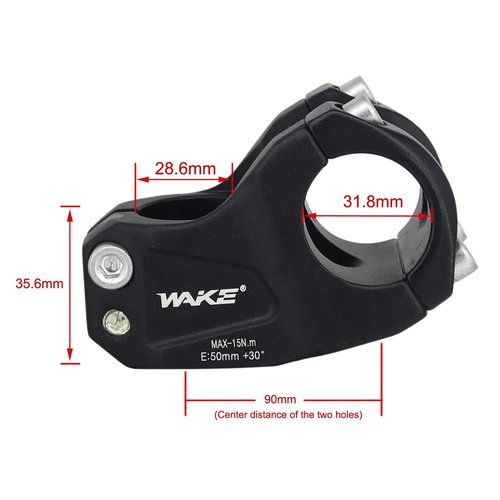 WAKE Bicycle Stem 31.8 mm 50 mm Bicycle Handlebar Riser 30 Degree Short Bicycle Handlebar Stem for BMX, MTB Mountain Bikes, Road Bike, Downhill