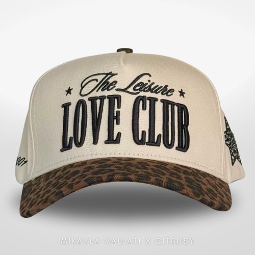 Vintage Fashion Trucker Hat | Men & Women | Trendy Cute Retro Red Caps for Country & Western | Camo Fur Cotton | Snapback (Love Club | Leopard)