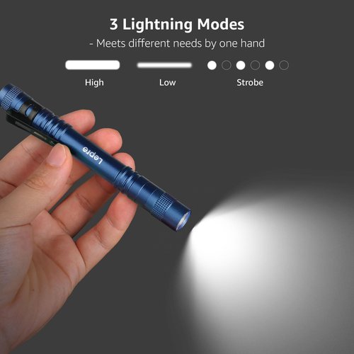 Lepro LED Pen Flashlights, Lightweight, Mini, Waterproof Pocket Flashlight with Clip, 2 Pack Small Flashlights for Inspection, Work, Emergency