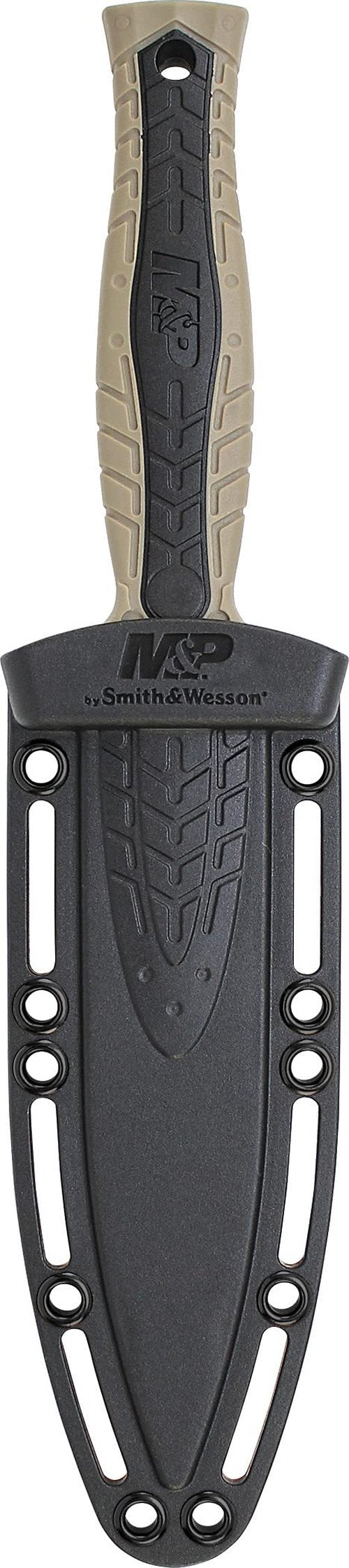 Smith & Wesson SWMPF3BR 9in High Carbon S.S. Full Tang Fixed Blade Knife with 4.6in Single Edge Blade and Rubberized Handle for Tactical, Survival and EDC,Black