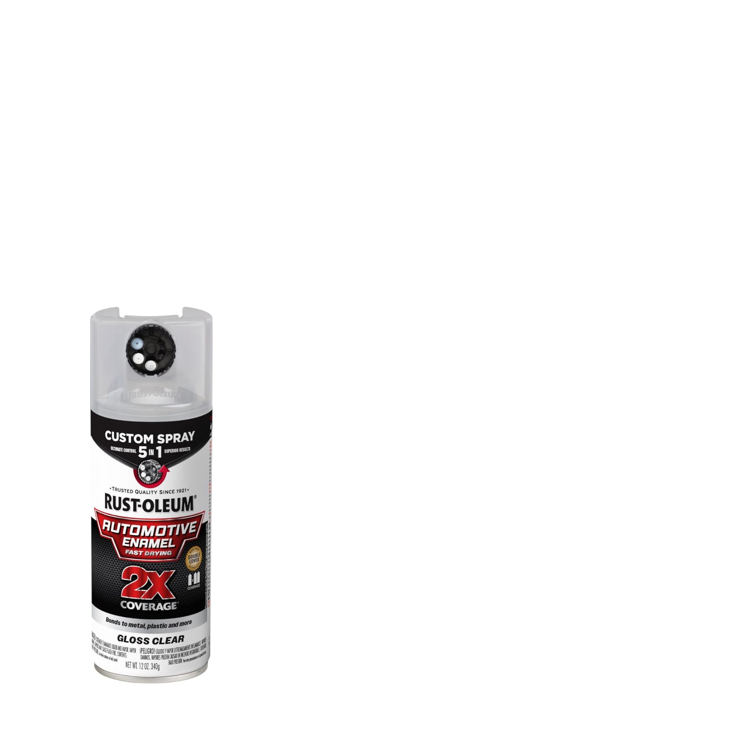 Rust-Oleum 2X Automotive Enamel Custom Spray 5-in-1 Spray Paint, 12 oz, Gloss Clear