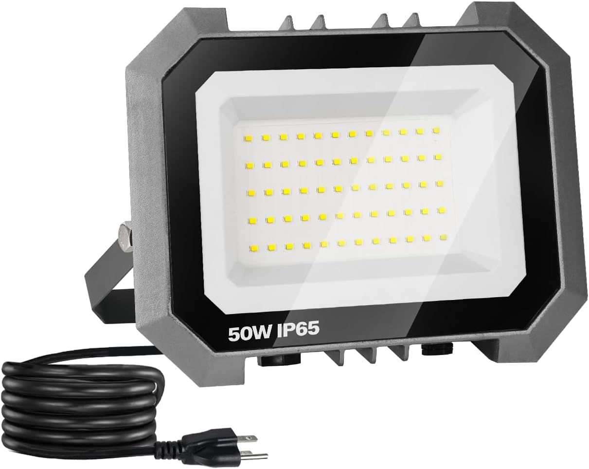 100W LED Flood Lights Outdoor - 2 Pack, 10000LM Super Bright, IP65 Waterproof for Garage, Yard & Garden