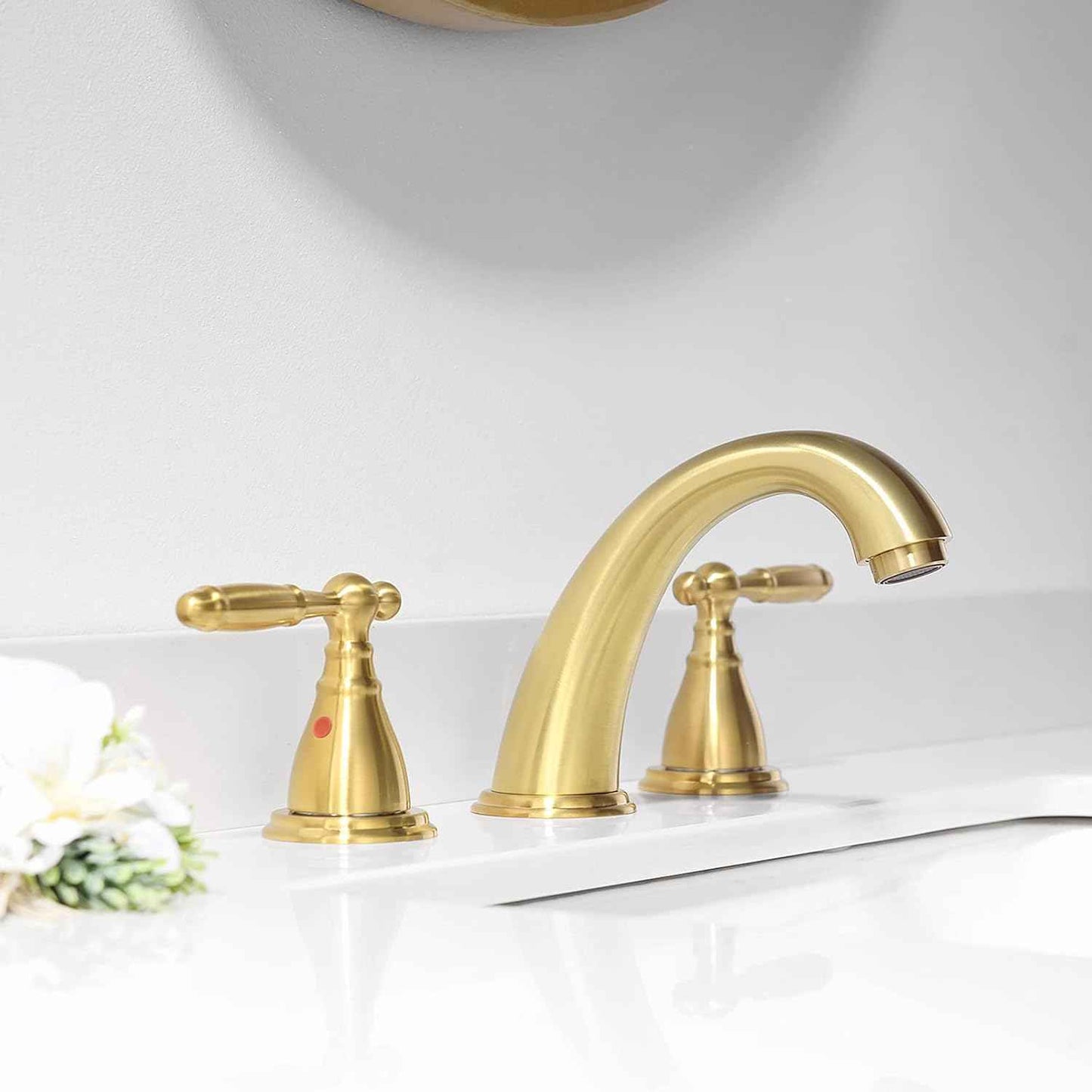 Phiestina 8-Inch Widespread Bathroom Faucet - Chrome, Lead-Free, Metal Pop-Up Drain, Model WF008-4-C