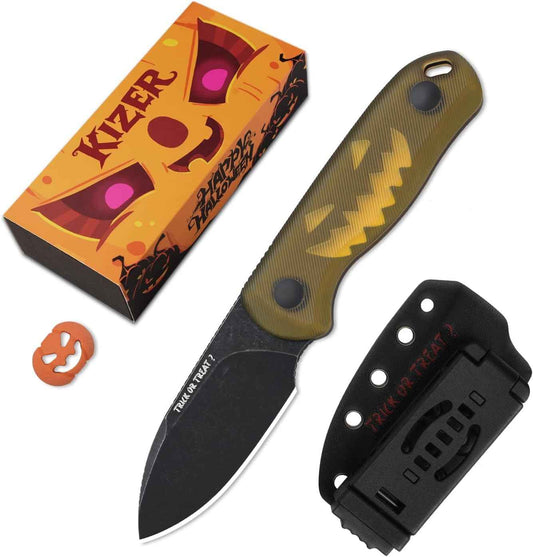 Kizer Drop Bear EDC Fixed Blade Knife - 2.57" 14C28N Blade, Yellow PEI Handle, Compact Survival Knife with Kydex Sheath