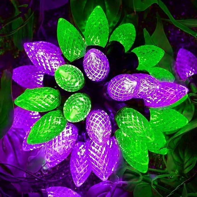 100 LED Orange & Purple C9 Halloween String Lights - Waterproof, 98FT, 13 Modes for Indoor/Outdoor Party Decor
