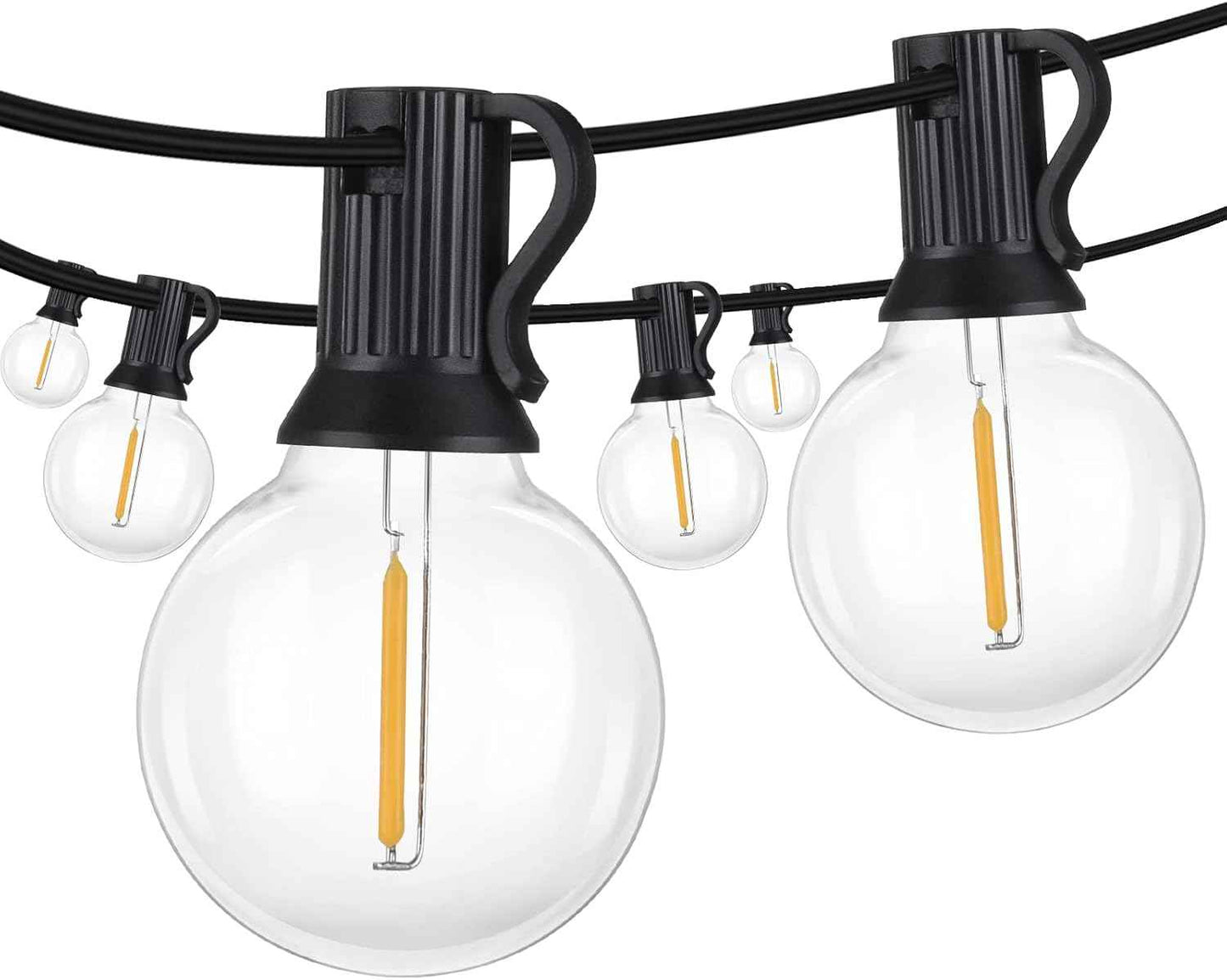 Outdoor String Lights 100FT - G40 Globe Patio Lights with 54 Waterproof LED Bulbs - Black Wire