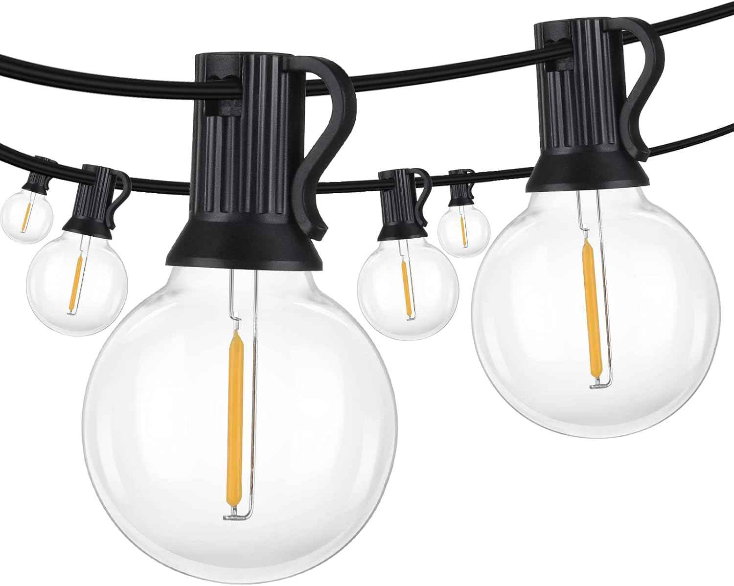Outdoor String Lights 100FT - G40 Globe Patio Lights with 54 Waterproof LED Bulbs - Black Wire