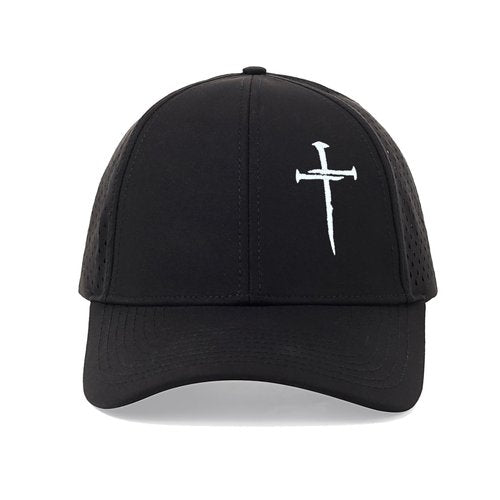 TGQLKPD Three Nails Cross-Christian Faith Hats for Men & Women,Embroidered Jesus 3 Nail Cross Adjustable Golf Snapback Baseball Cap,Nylon Mesh Black