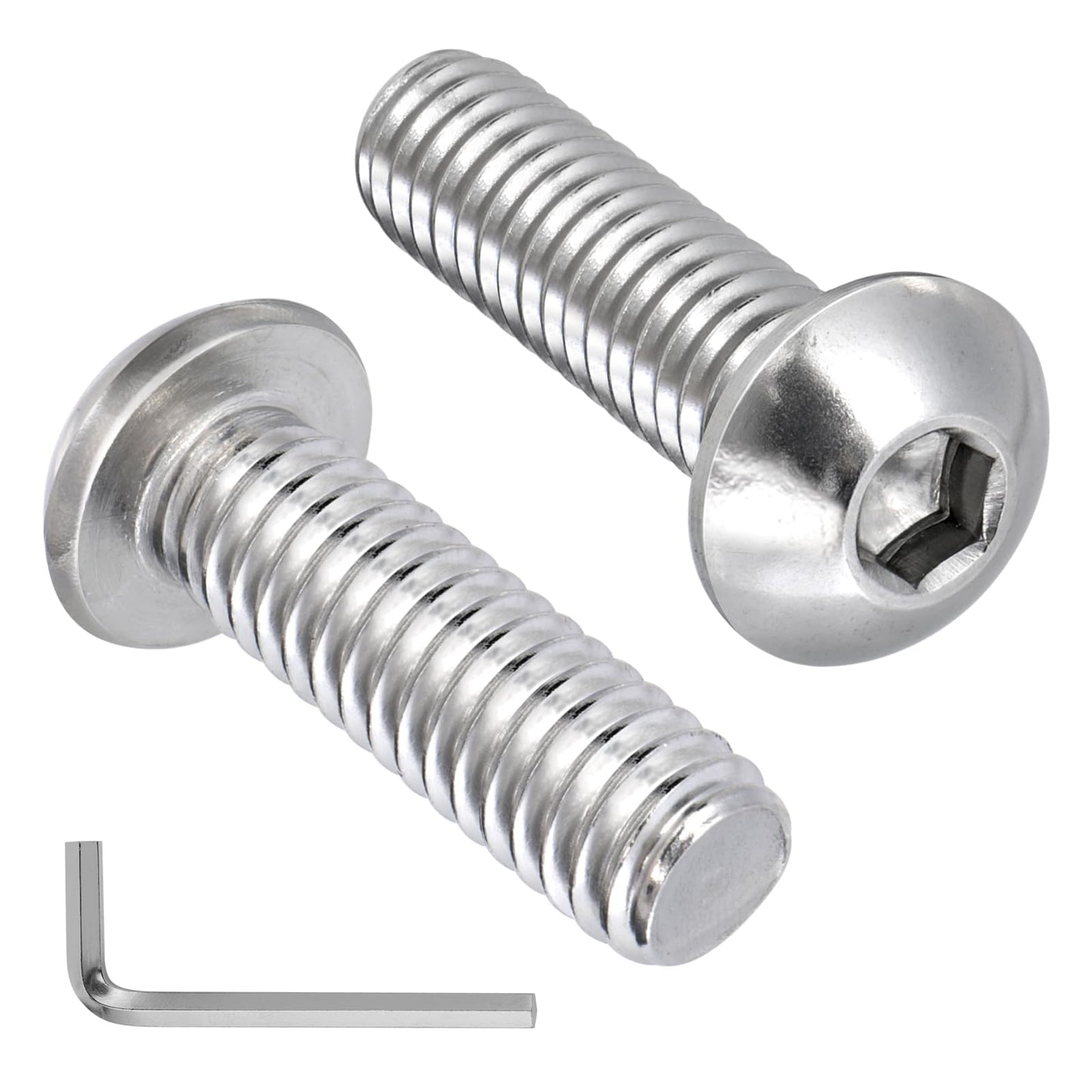VGBUY 30Pcs 5/16-18 x 3/4" Button Head Socket Cap Bolts Screws, 304 Stainless Steel 18-8, Allen Hex Drive, Bright Finish, Fully Threaded, Hex Spanner Included