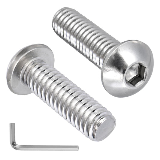 VGBUY 30Pcs 5/16-18 x 3/4" Button Head Socket Cap Bolts Screws, 304 Stainless Steel 18-8, Allen Hex Drive, Bright Finish, Fully Threaded, Hex Spanner Included