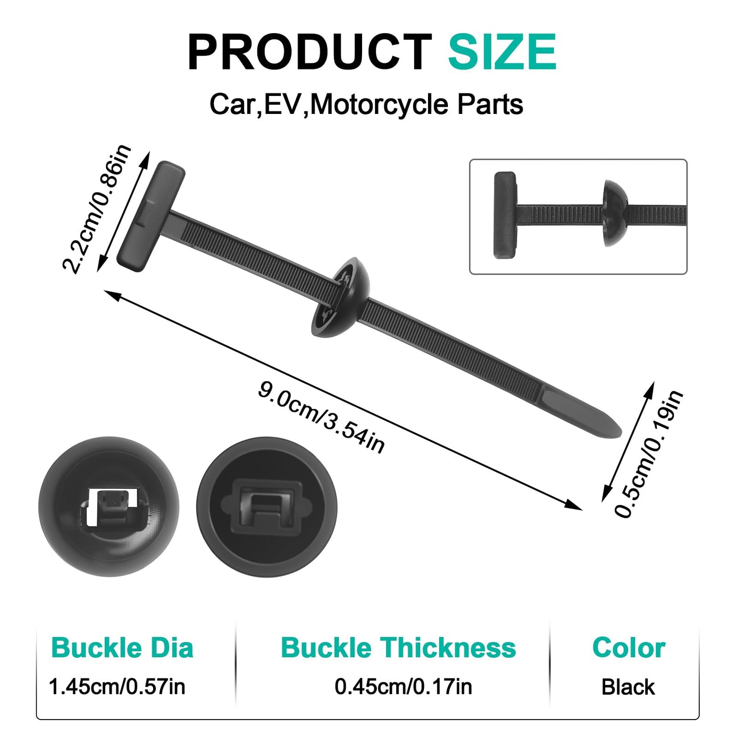 150Pcs Nylon Universal Cable Tie Buckle - New Multifunctional Nylon Zip Ties, Heavy Duty Plastic Rivet T Zip Ties Style, for Daily Maintenance And Fixing Of Automobiles